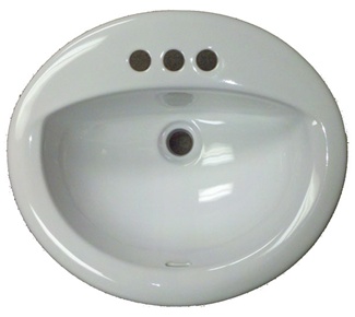 17" x 20" Oval White Ceramic Sink for Mobile Home Manufactured Housing