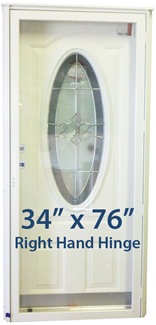 34x76 3/4 Oval Glass Door RH for Mobile Home Manufactured Housing