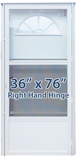 36x76 Aluminum Door Fan Window RH for Mobile Home Manufactured Housing
