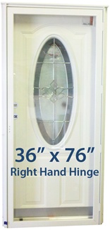 36x76 3/4 Oval Glass Door RH for Mobile Home Manufactured Housing