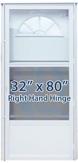 32x80 Aluminum Door Fan Window RH for Mobile Home Manufactured Housing