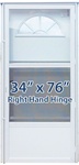 34x76 Aluminum Door Fan Window RH for Mobile Home Manufactured Housing