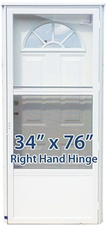 34x76 Steel Door Fan Window RH for Mobile Home Manufactured Housing