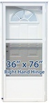 36x76 Steel Door Fan Window RH for Mobile Home Manufactured Housing