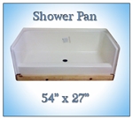 54x27 Fiberglass Replacement Shower Pan