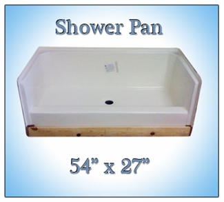 54x27 Fiberglass Replacement Shower Pan