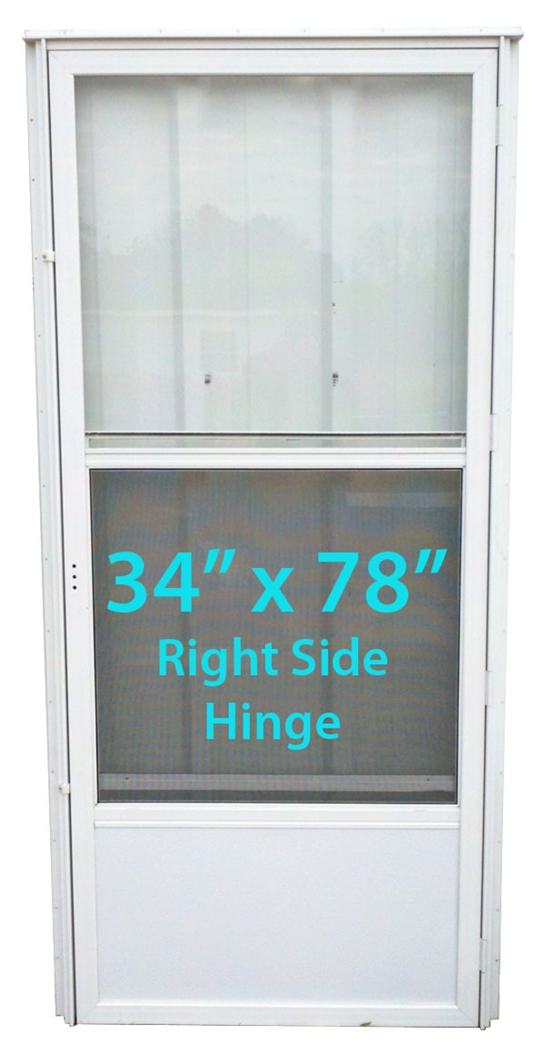 Mobile Home Standard Storm Door 34x78 RH White with Screen