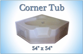 54 X 54 Fiberglass Replacement Corner Tub